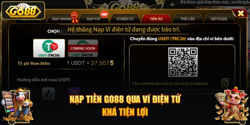 Nạp tiền GO88 qua ví điện tử khá tiện lợi